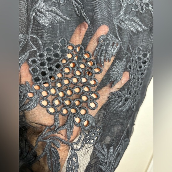 Soft Surroundings Charcoal Gray Silk Tank Dress w Embroidery and Viscose Liner - Picture 13 of 15